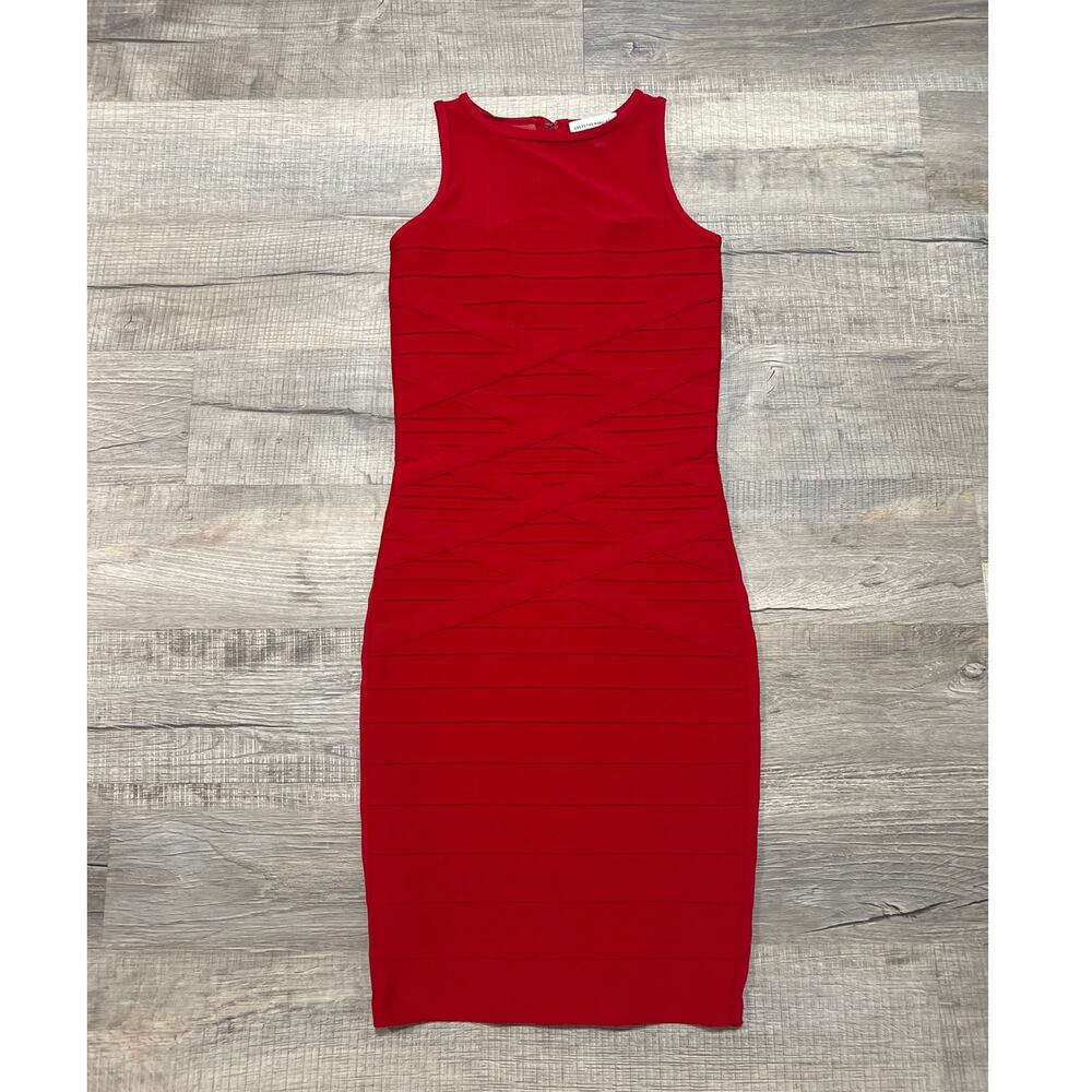 Dress the Population Ximena Body Con Dress Rouge Red Small Knee Length Stretch